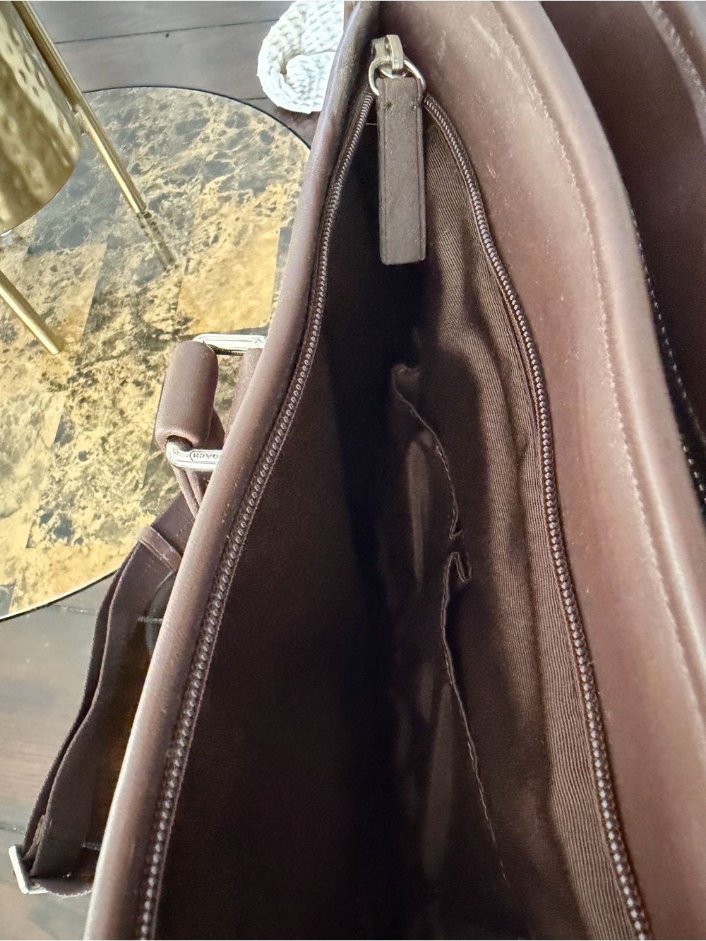 Coach Brown Leather Two-Handle Briefcase with Luggage Tag - Picture 3 of 6
